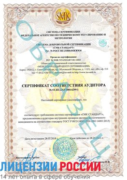Образец сертификата соответствия аудитора №ST.RU.EXP.00014299-1 Зеленогорск Сертификат ISO 14001